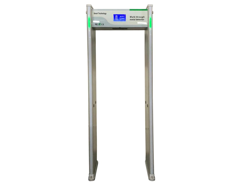 Walk-through metal detector with zone indicators
